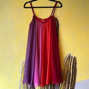 Free People 🌈 Color Block Flowy Tunic Tank Mini Dress Size Small